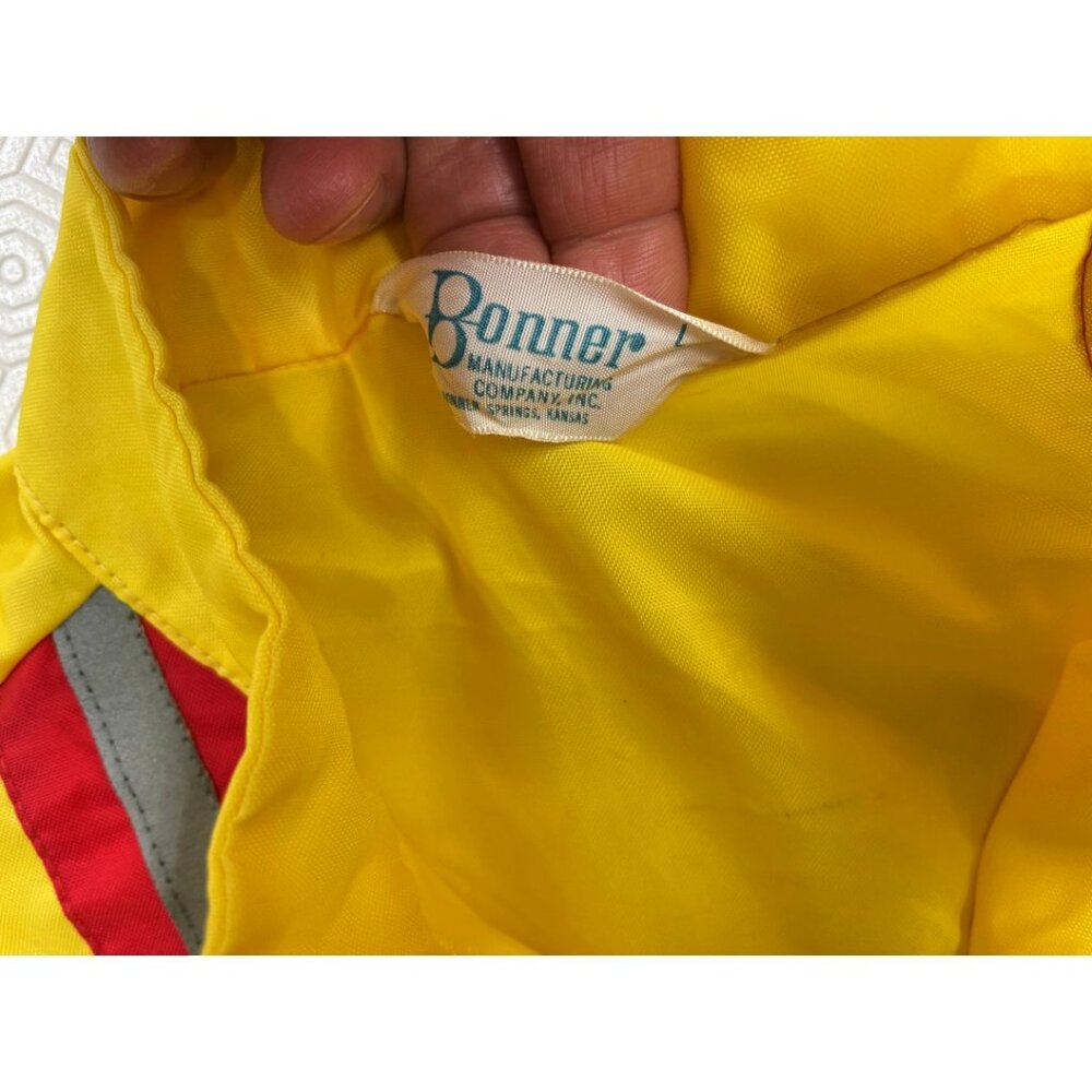 Vintage 1970's Yellow Striped Nylon Light Weight Drag Racing Jacket Men's Large - Picture 5 of 12